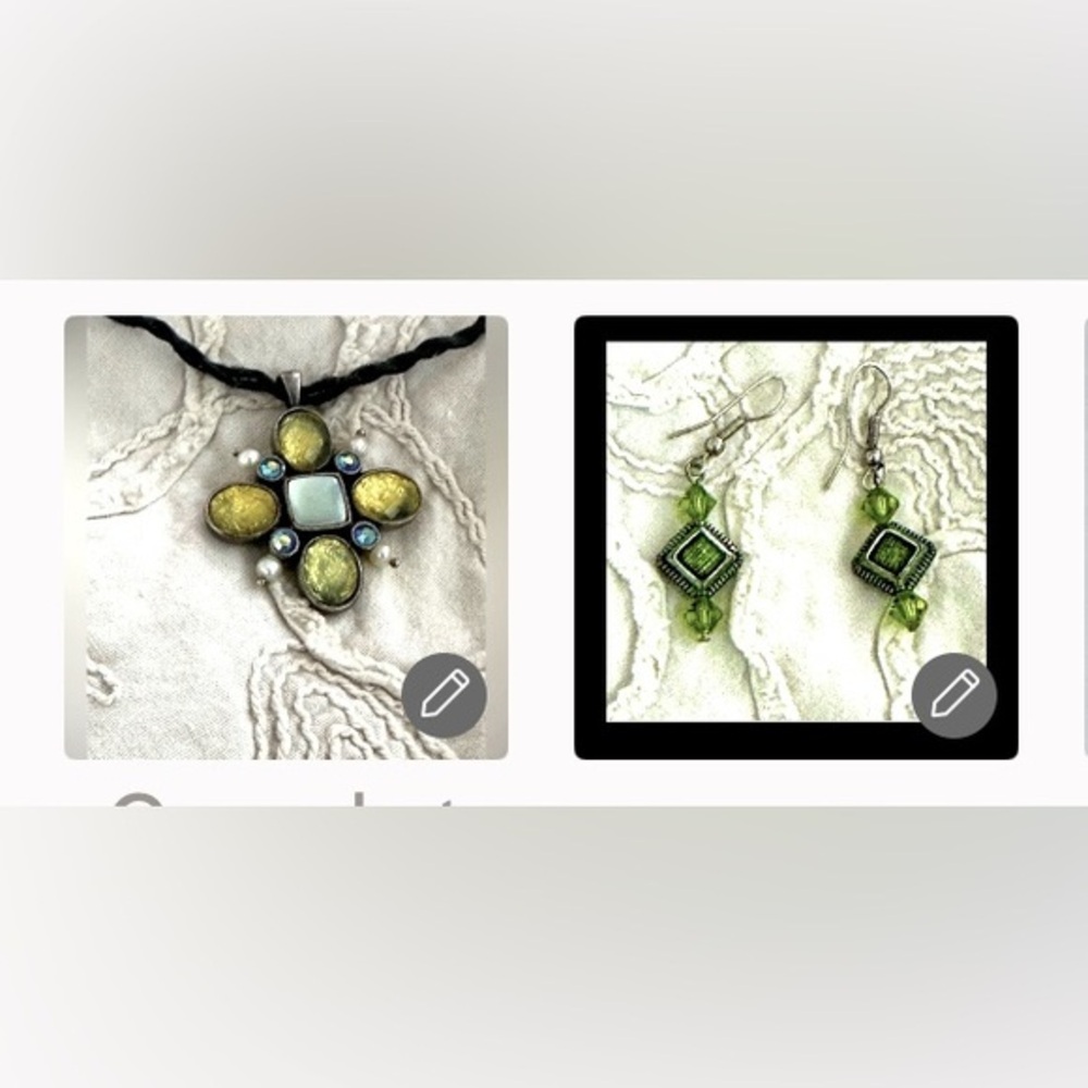 Green and Blues-  glass Lia Sophia necklace
 and green glass earrings